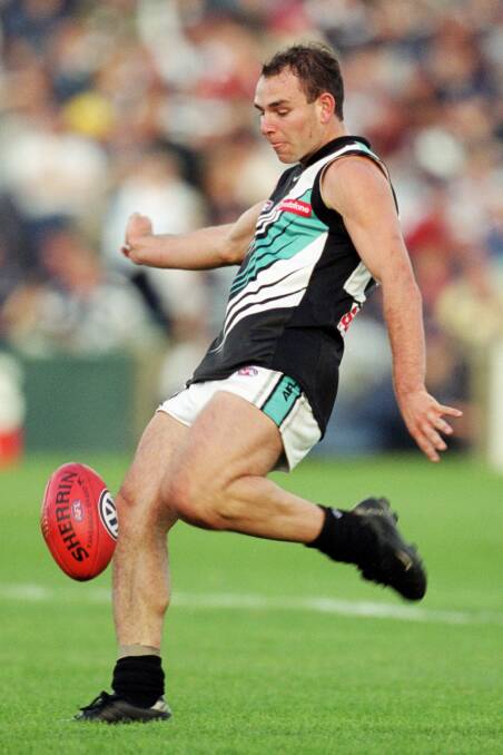 In action for the Power versus Geelong in round five, 2001. Picture: GETTY IMAGES