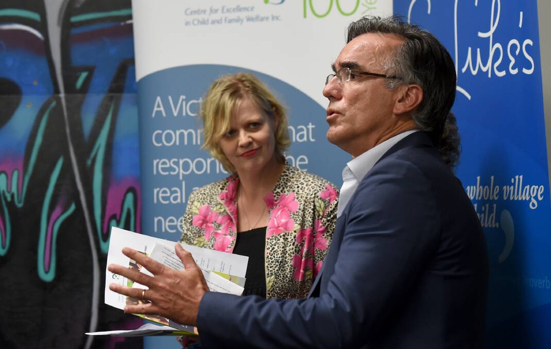 Anglicare CEO Paul McDonald wtih The Centre for Excellence in Child and Family Welfare CEO Deb Tsorbaris last year. Picture: JODIE DONNELLAN 