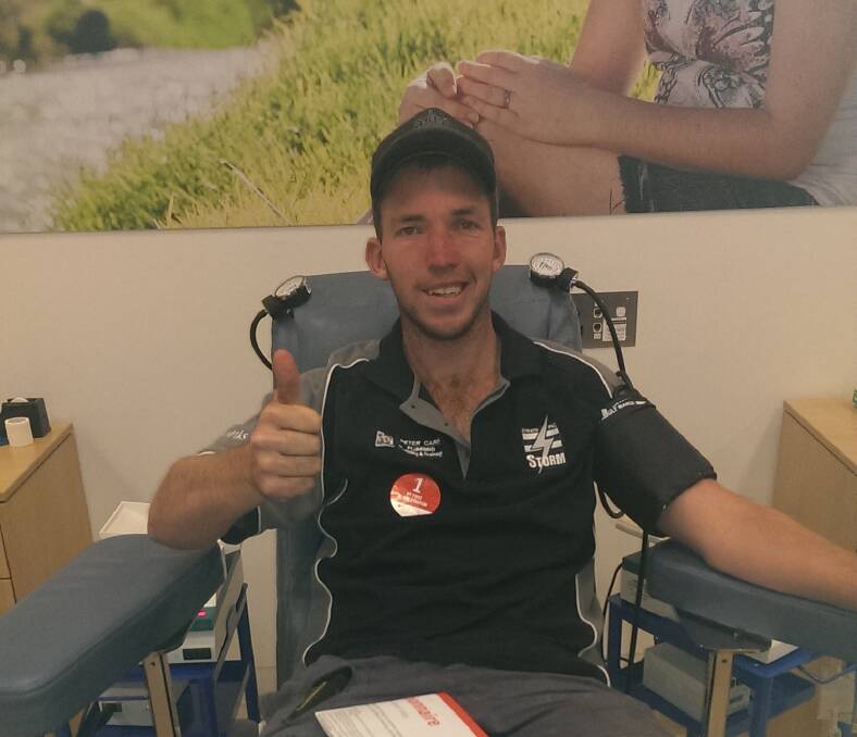SAVING LIVES: Wilbur Hill from the Strath Storm gives blood.