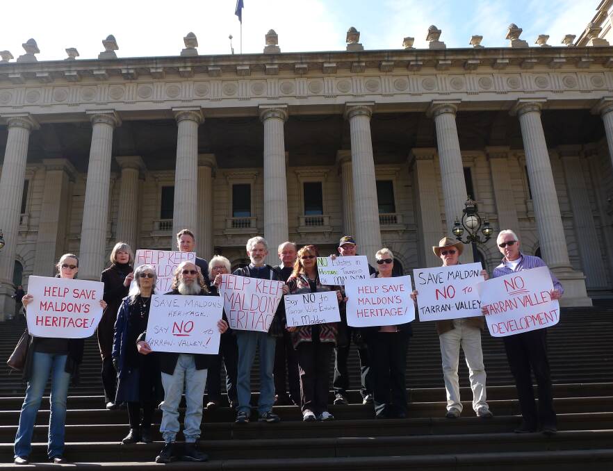 PROTEST: Maldon residents at the Parliament of Victoria on Thursday. Picture: CONTRIBUTED