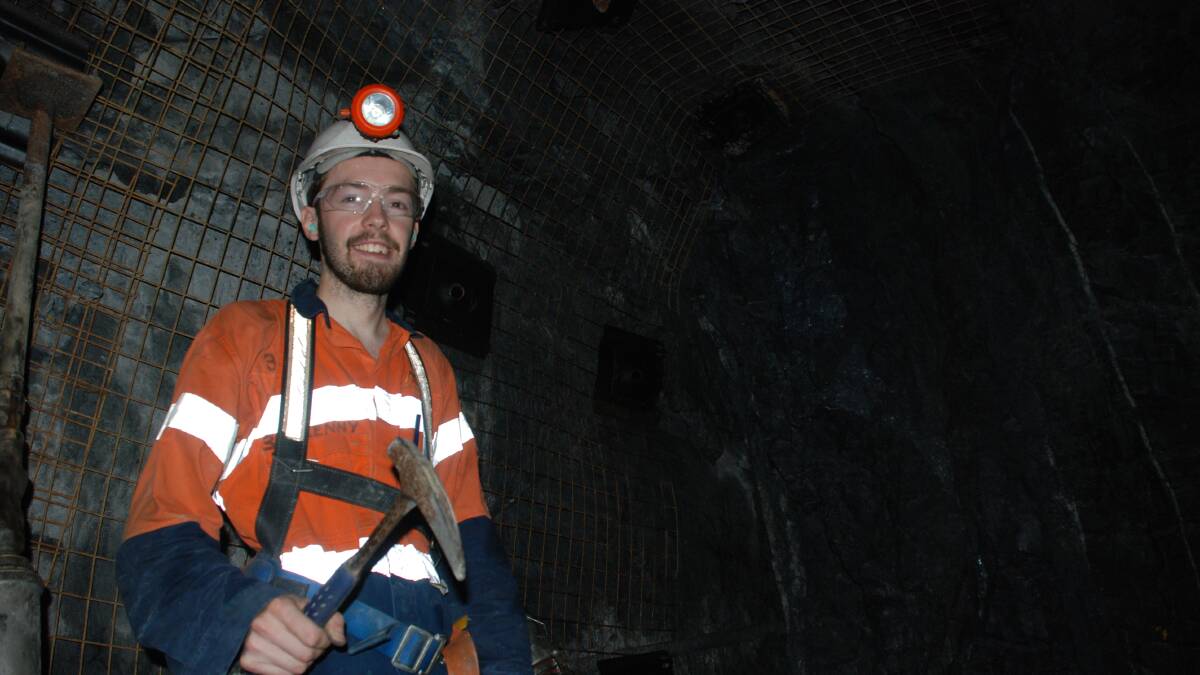 UNDERGROUND: Geologist Kenneth Bush in the Augusta Mine.