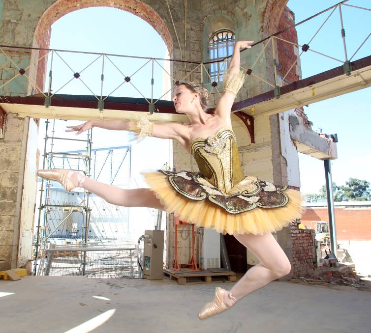 PROFESSIONAL: Australian Ballet dancer Alice Topp helps mark construction of Ulumbarra in March this year.