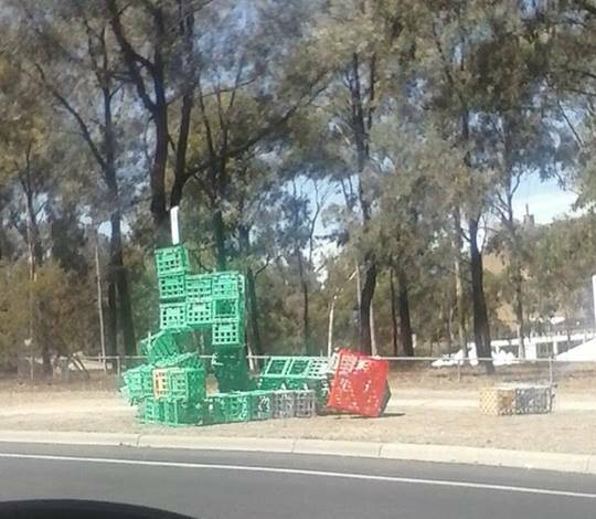 MOVING ON: Crate Man was dismantled yesterday. Picture: NATASHA JOHNSON