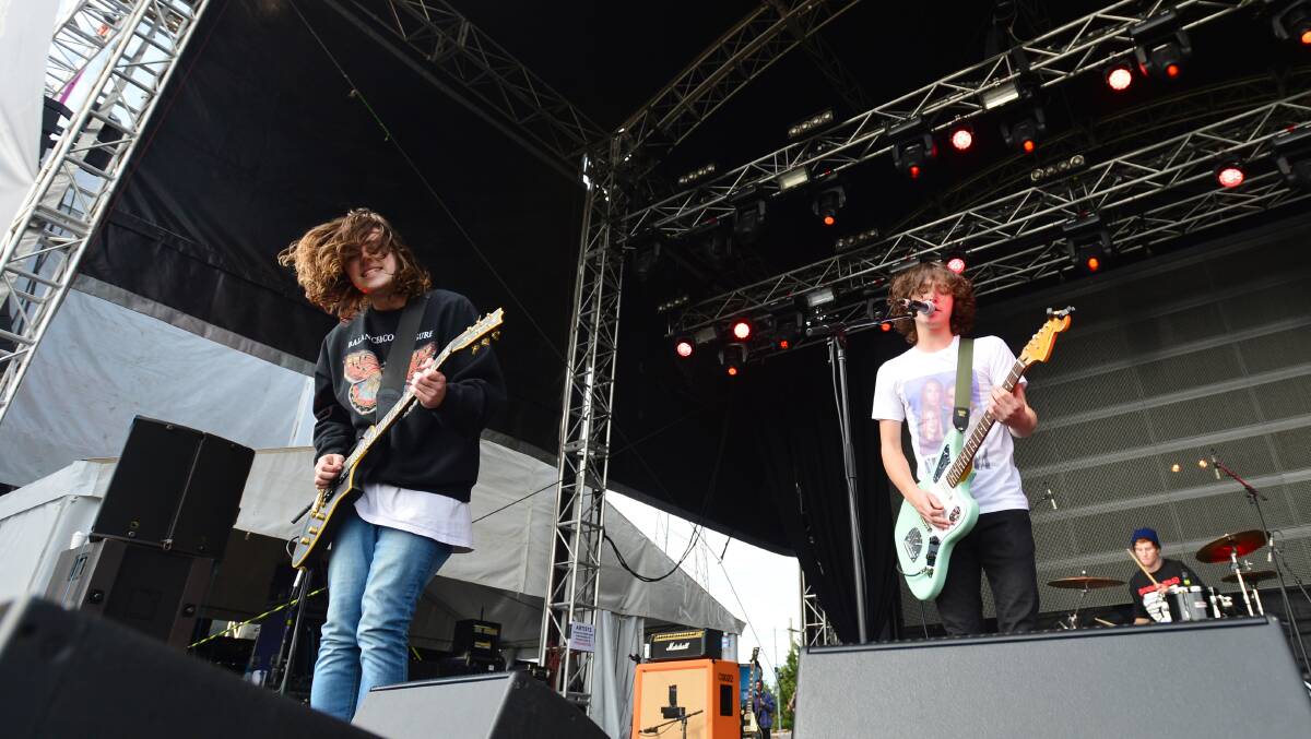 ROCKERS: Outlines perform at Groovin the Moo on Saturday. Picture: JODIE DONNELLAN