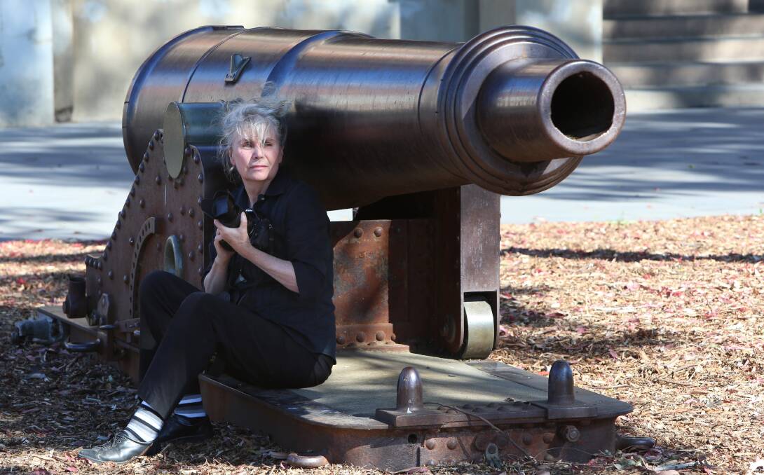TOP: Julie Millowick at the World War One cannons near Eaglehawk Town Hall. Picture: PETER WEAVING.
ABOVE: The World War I monument in Winton, Queensland, that will feature in the book. Picture: JULIE MILLOWICK
