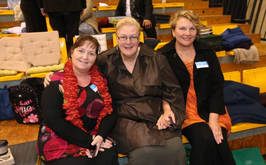 Jehovah's witness convention at Bendigo Staduim.
Elaine Roycroft, Margaret Steadman and Tina Lloyd.
Picture: PETER WEAVING