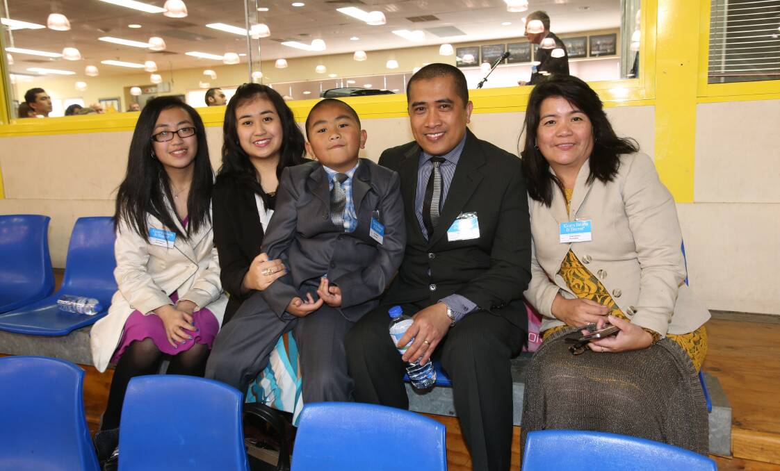Jehovah's witness convention at Bendigo Staduim.
Cristy, Princess, Dave, Edgar and Vicky Mallari.
Picture: PETER WEAVING