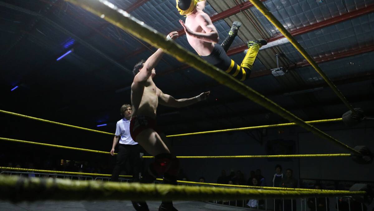 Action from the wrestling show at The Zone.
Bee Boy V Luke Knight.
Pictures: Peter Weaving