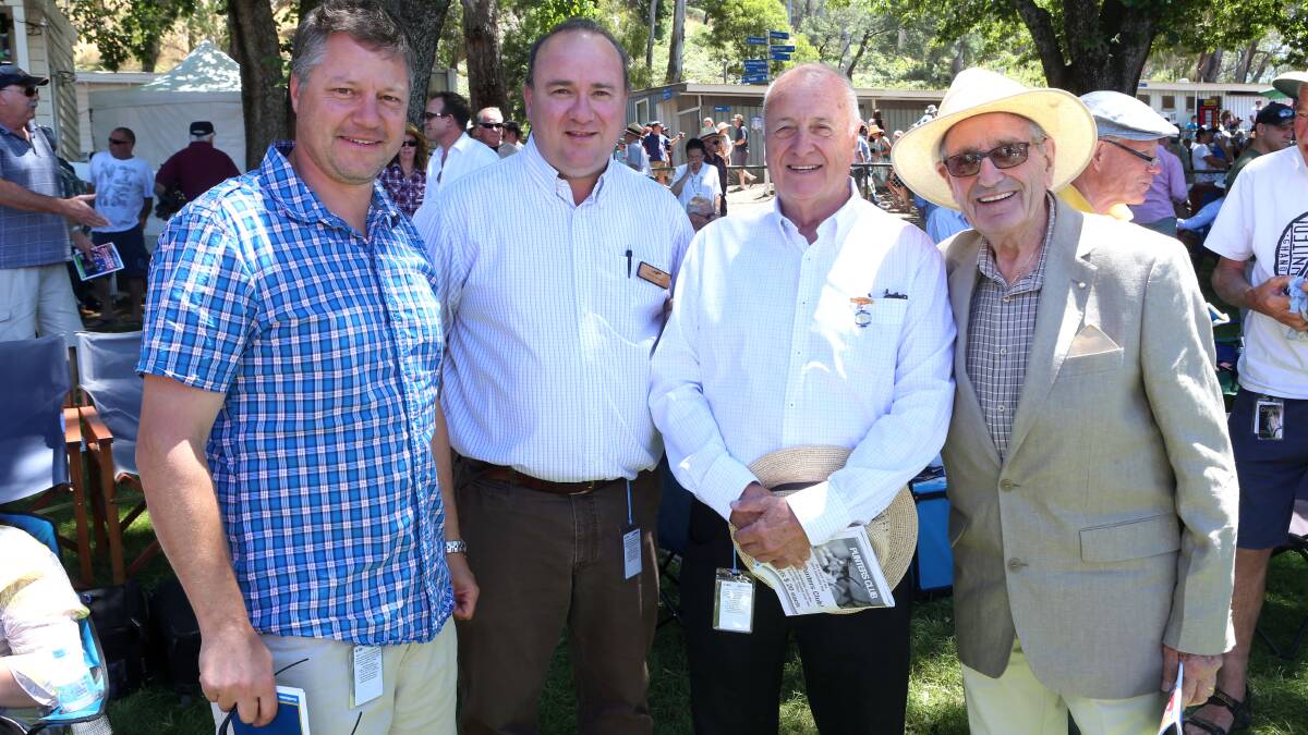 Kyneton and Hanging Rock Racing Clubs Tresure Greg Janky, President Anthony Quigley, Vice President Mike Rowland with Club Patron Jack Styring. Picture: PETER WEAVING