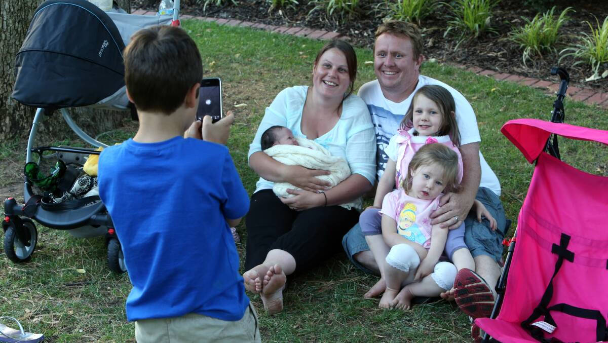 Ethan take a photo of Shelby, Renee, Marc, Mikayla and Sienna Jansen. Picture: PETER WEAVING