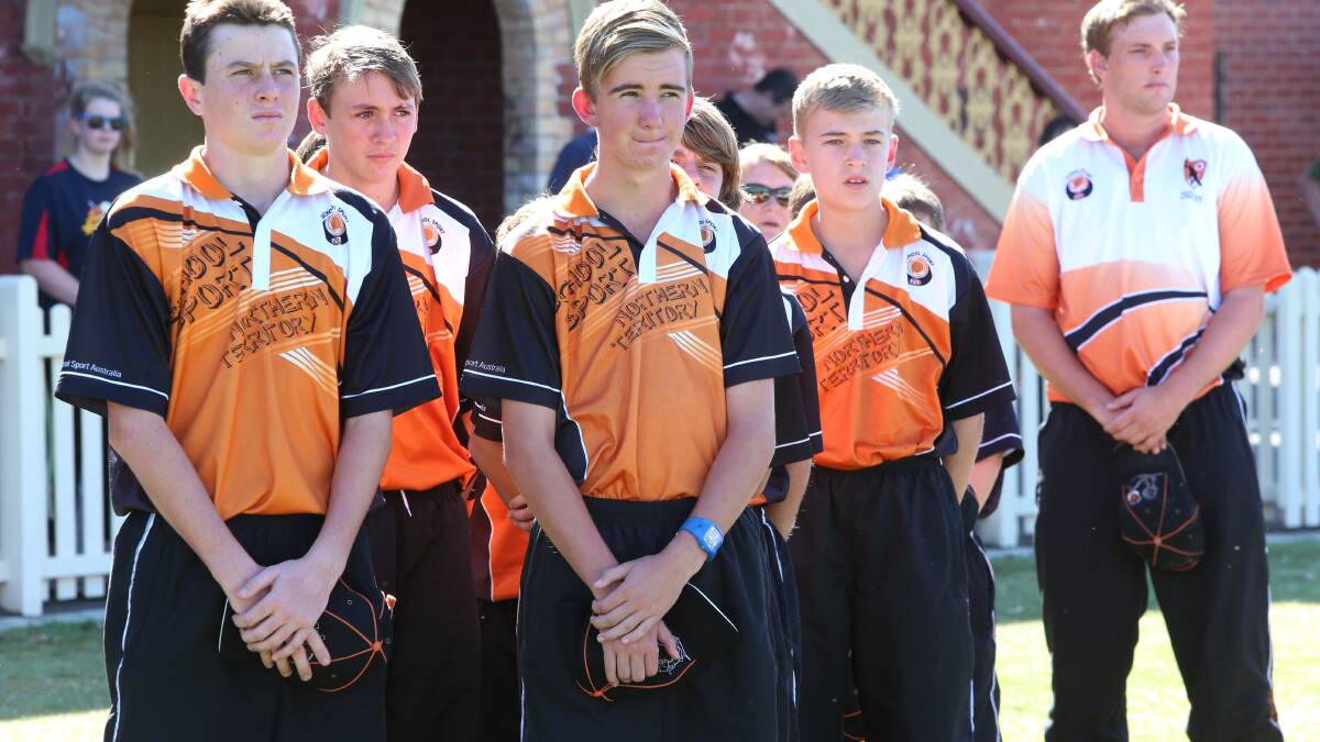 Northern Territory team at the opening ceremony at the Queen Elizabeth Oval. Picture: PETER WEAVING