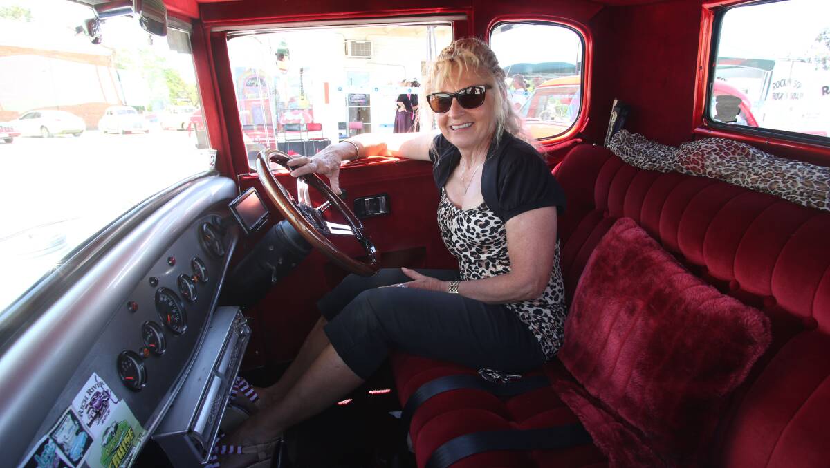 Julie Looms and her 1930 A Model Ford Coup. Picture: PETER WEAVING