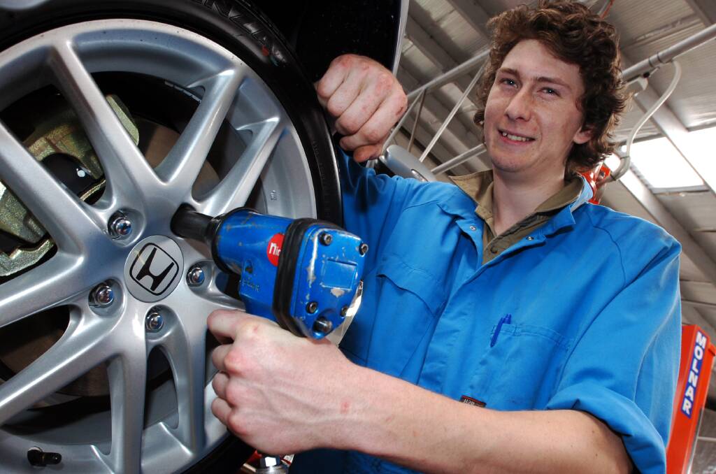 Matthew Weir an apprentice Motor mechanic at  Innes Motors. Picture ; PETER HYETT.