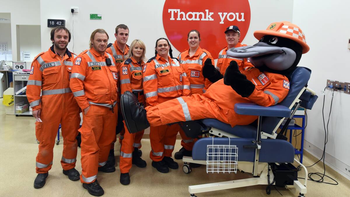 SUPPORTIVE: Ben Luddington, Paul Hall, Justin Whittaker, Cindy Hall, Robin Neller, Emma Conello and Darren Field get behind the emergency services blood challenge. Picture: BILL CONROY