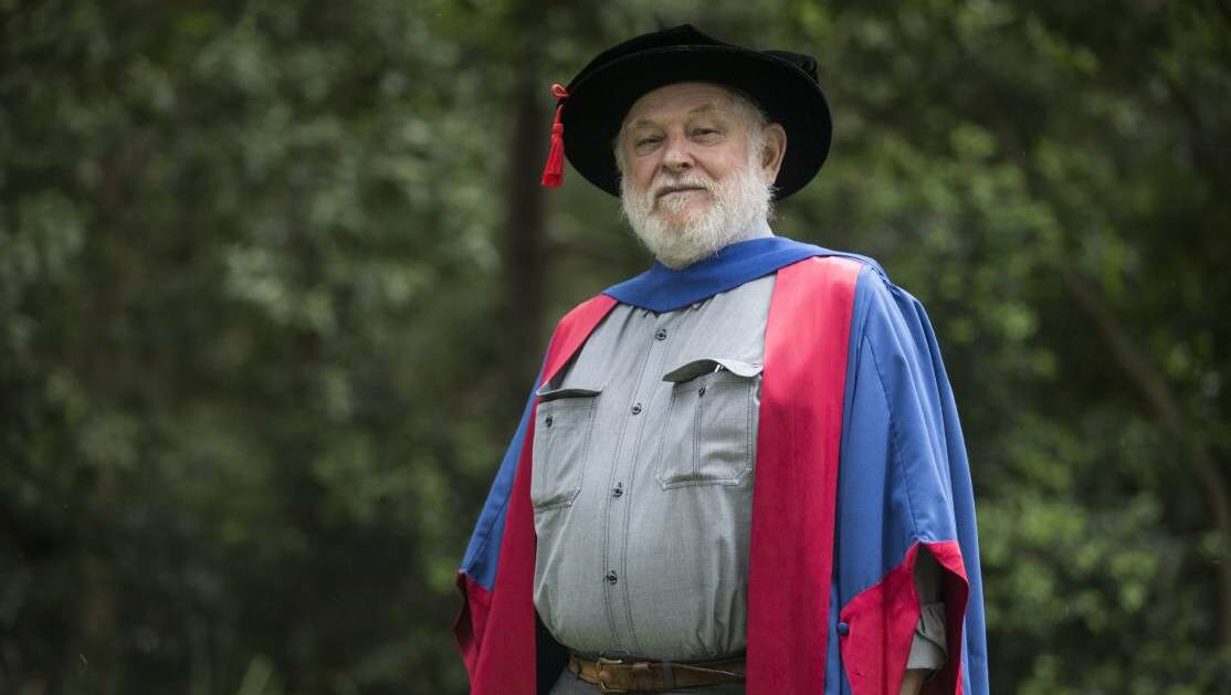 ALWAYS LEARNING: Dr Philip Lavers, 76, was the oldest graduate at UOW's summer graduation session, receiving his doctorate in physics. Picture: Supplied