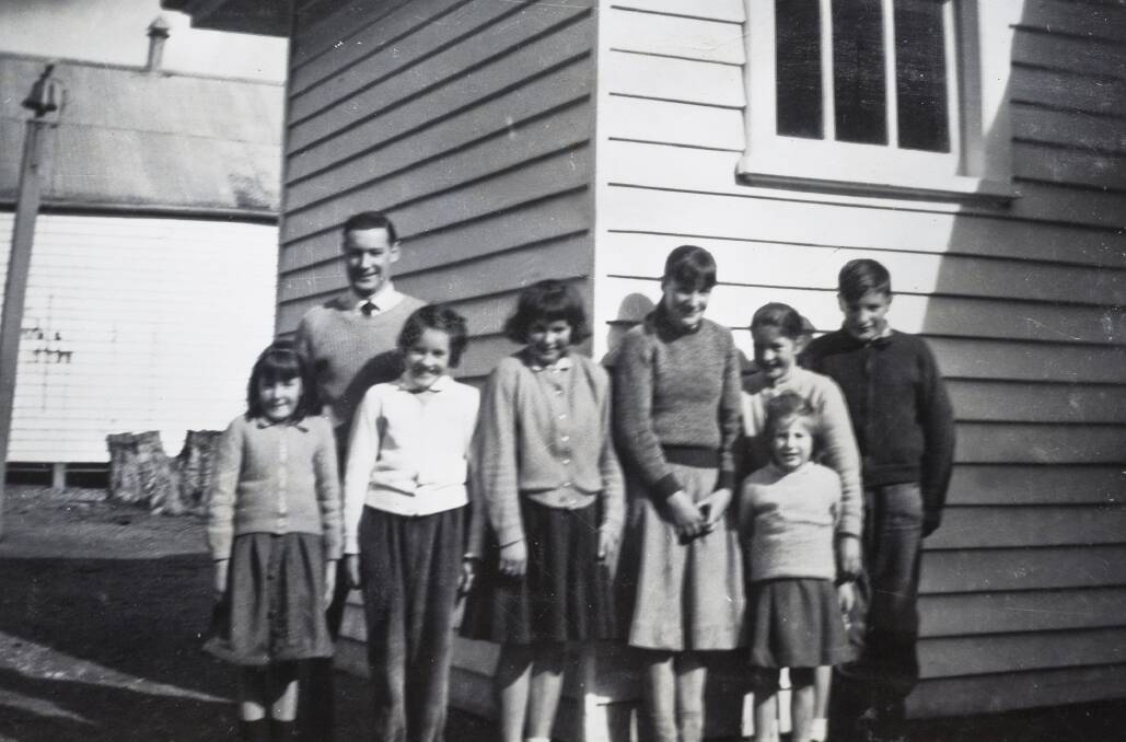 FLASHBACK: Fryerstown State School No. 252 class of 1961 with teacher Mr Ian Kent. Julie Hough is on the left, her sister is third from right. 