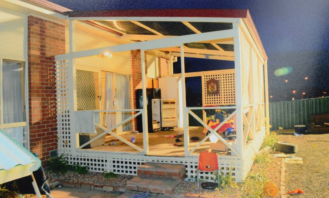 The back deck of the Eaglehawk Road home where baby Zayden was killed. 