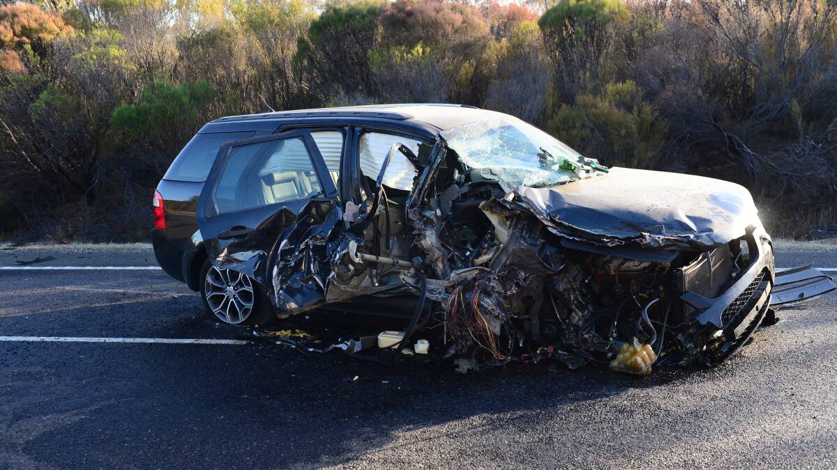 CRASH: The SUV after the crash. Picture: JIM ALDERSEY