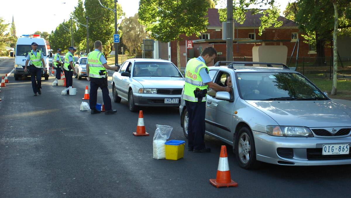 FILE PHOTO: Police testing motorists in Bendigo. 