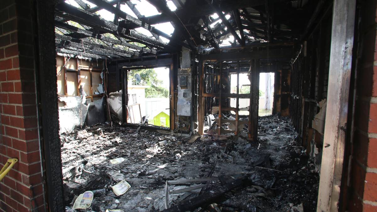 DESTROYED: Michell Dean and Adam Rooney's home. Picture: PETER WEAVING