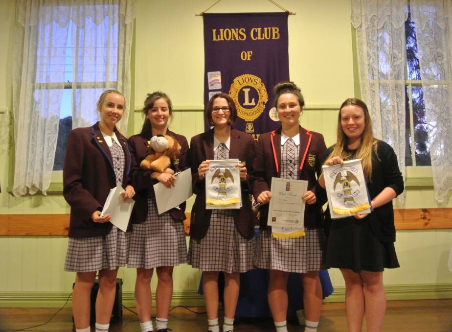 STUDENTS: Ashley Taylor, Olivia Hicks, Darcey Alexander (youth of the year), Zoe Deed, Janae Smith (public speaker winner). Picture: SUPPLIED