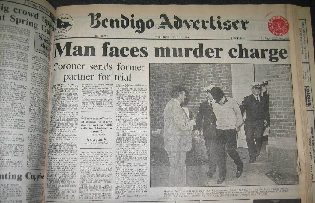 The Bendigo Advertiser's reportage of the case in 1986, a year after Pearce's murder.