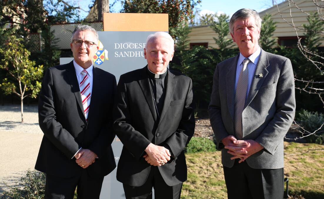 LEADERS: Paul Desmond, Bishop Leslie Tomlinson and Reverend Dr Brian Boyle. Picture: CONTRIBUTED