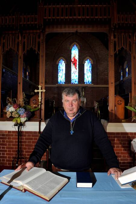 RELIEF: Parish priest Jeff O'Haire at the Daylesford church.
Picture: JULIE HOUGH