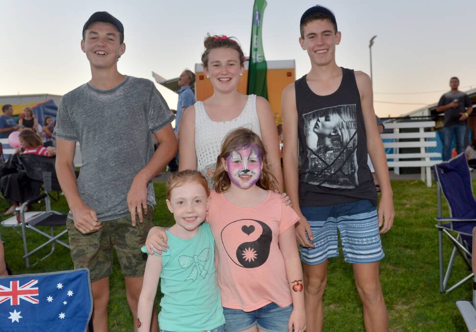 Cooper and Keeley Jones with Lachie Baker (back) and Charli and Madi Rogers. 
Picture: JODIE DONNELLAN 