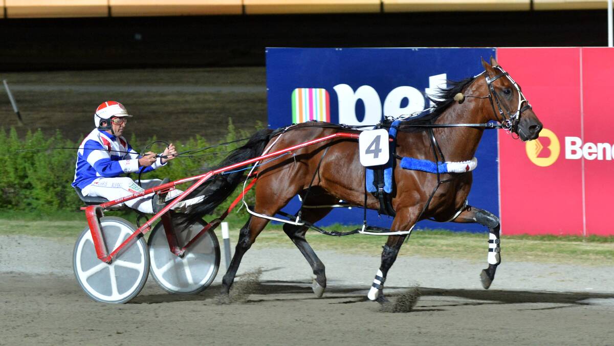 Im Corzin Terror takes out the Bendigo Pacing Cup in fine style. Picture: JODIE DONNELLAN