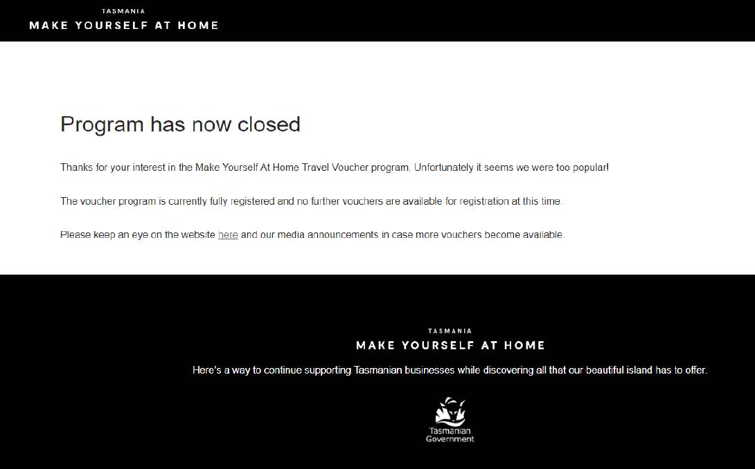 All gone: The Make Yourself At Home website. 