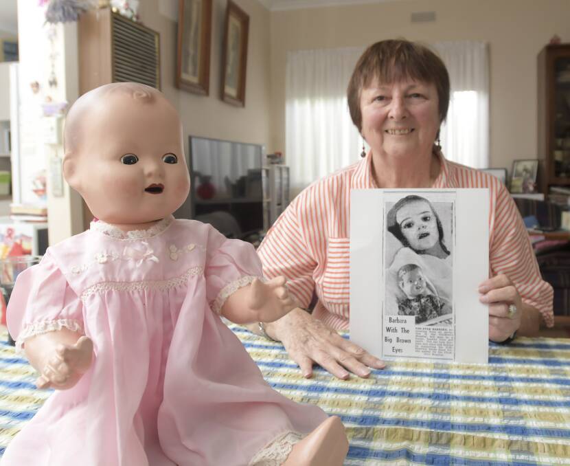 Barbara Duble and the doll she was photographed with while at the Royal Children's Hospital in March 1947. Picture: NONI HYETT 