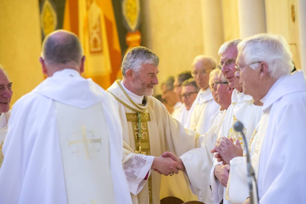CHANGE: Bishop of Sandhurst Shane Mackinlay at his ordination at Bendigo's Sacred Heart Cathedral earlier this month. Picture: DARREN HOWE