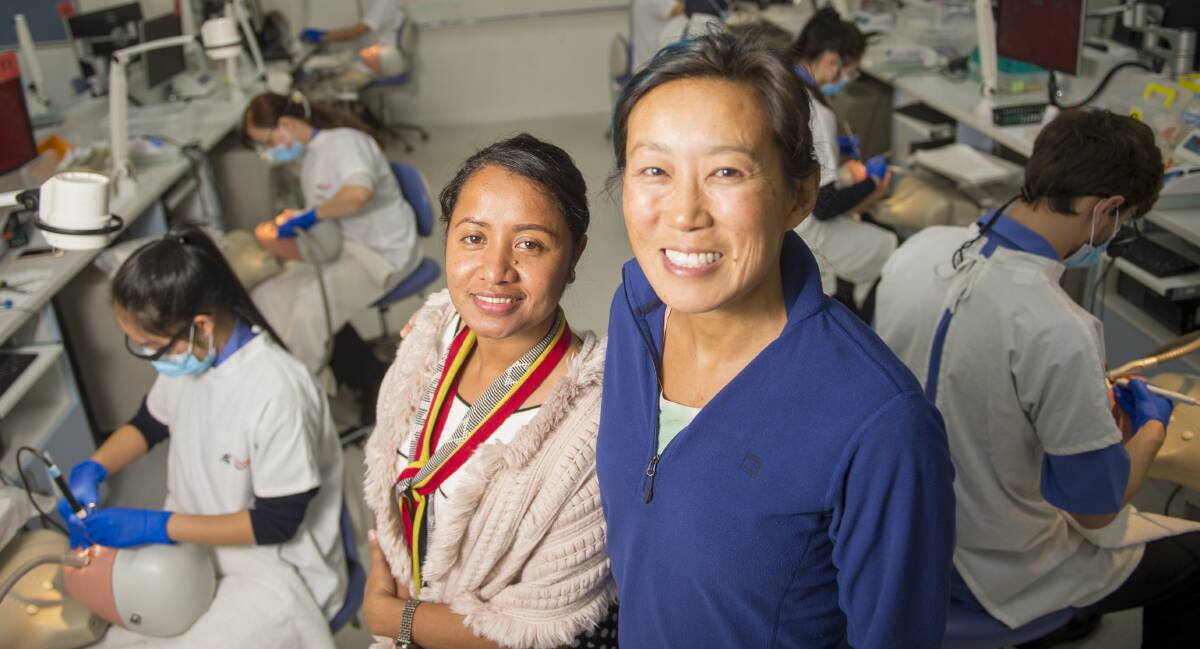 SUPPORT: Timor Leste Dental Program coordinator Dr Blanche Tsetong, right, has helped bring Dr Inda Dias to Australia for some extra training. Picture: DARREN HOWE
