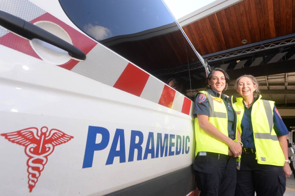 MICA paramedic Sue Walsh (left) with her colleague Julie Scollary in 2017. Picture: DARREN HOWE