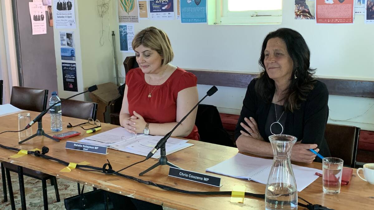 LISTEN: Natalie Suleyman MP, chair of the government inquiry, and Christine Couzens MP in Bendigo on Wednesday. Picture: TARA COSOLETO