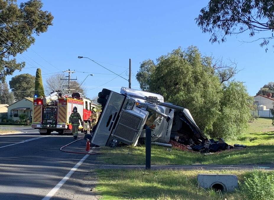 Truck rollover in Long Gully. Picture: TARA COSOLETO