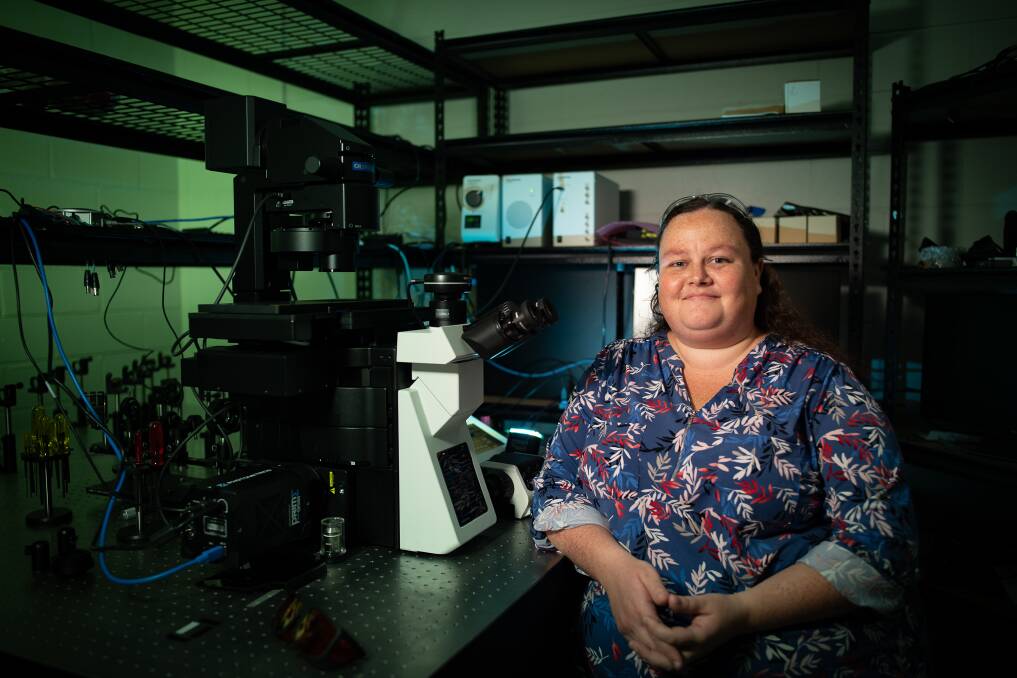 Creating change: Dr Donna Whelan built the new fluorescence microscope over several months. Photo: MICHAEL ANGOVE. 