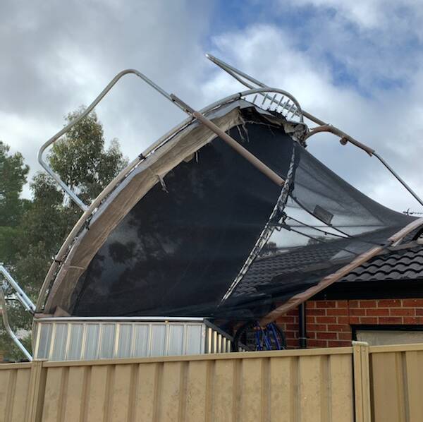 The trampoline that crashed into a Kennington roof. Picture: MIKE FISHER