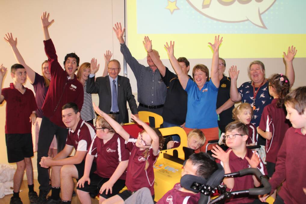 Students at the Bendigo Special Development School celebrate their new equipment. Picture: SUPPLIED
