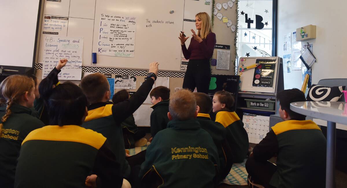 RETURNING: Kennington Primary School teacher Lisa Gardiner teaching her grade four students when classes resumed in 2020. Picture: DARREN HOWE
