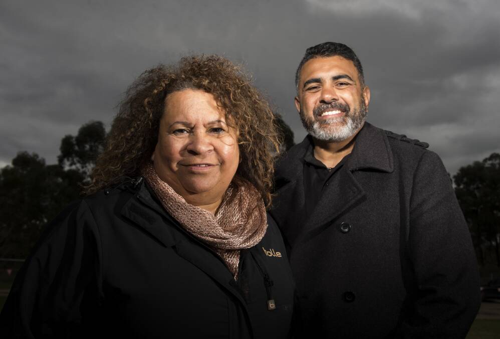 First Peoples' Assembly of Victoria candidate Raylene Harradine with the Commissioner for Aboriginal Children and Young People Justin Mohamed. Picture: DARREN HOWE