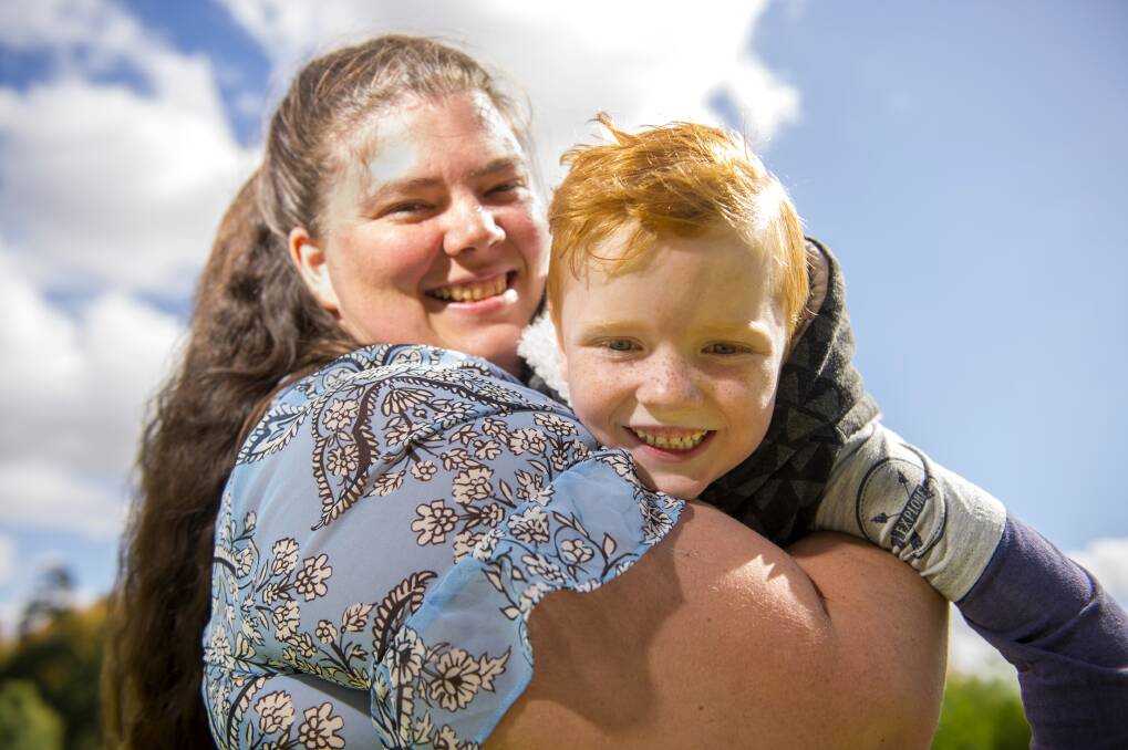 Michelle Marschall and her son Tyler are graduates of the Sidney Myer Haven program. Picture: DARREN HOWE
