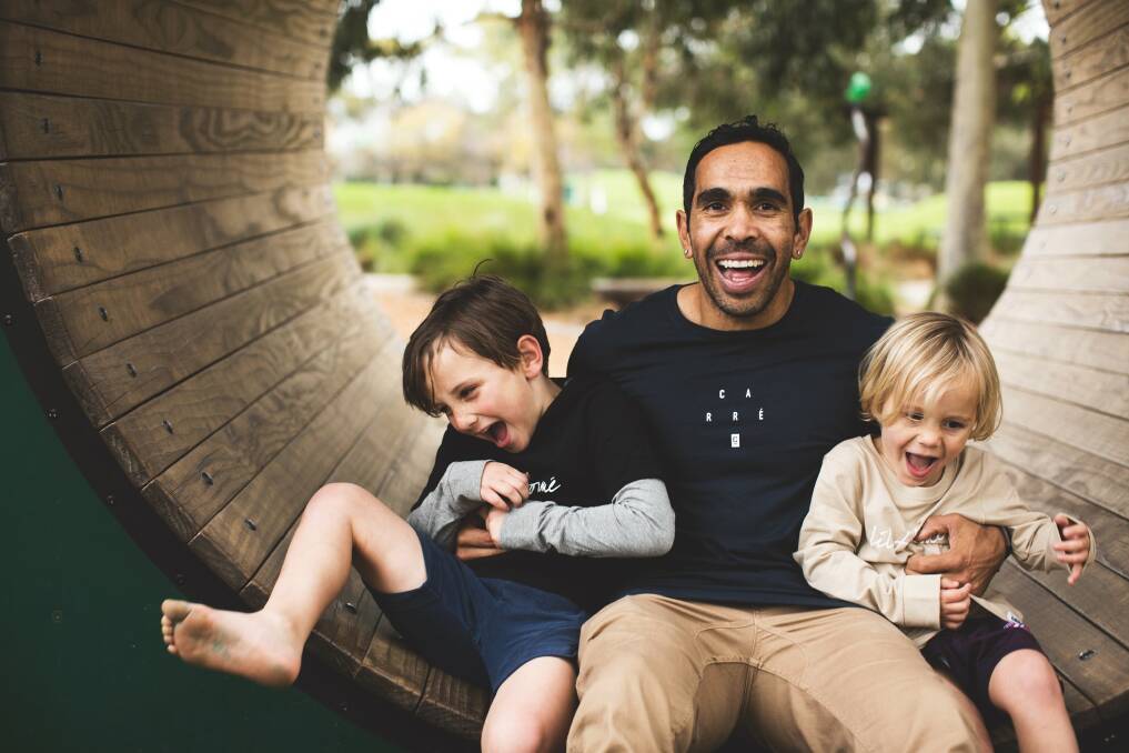 Carlton footballer Eddie Betts with his two sons. Picture: SUPPLIED