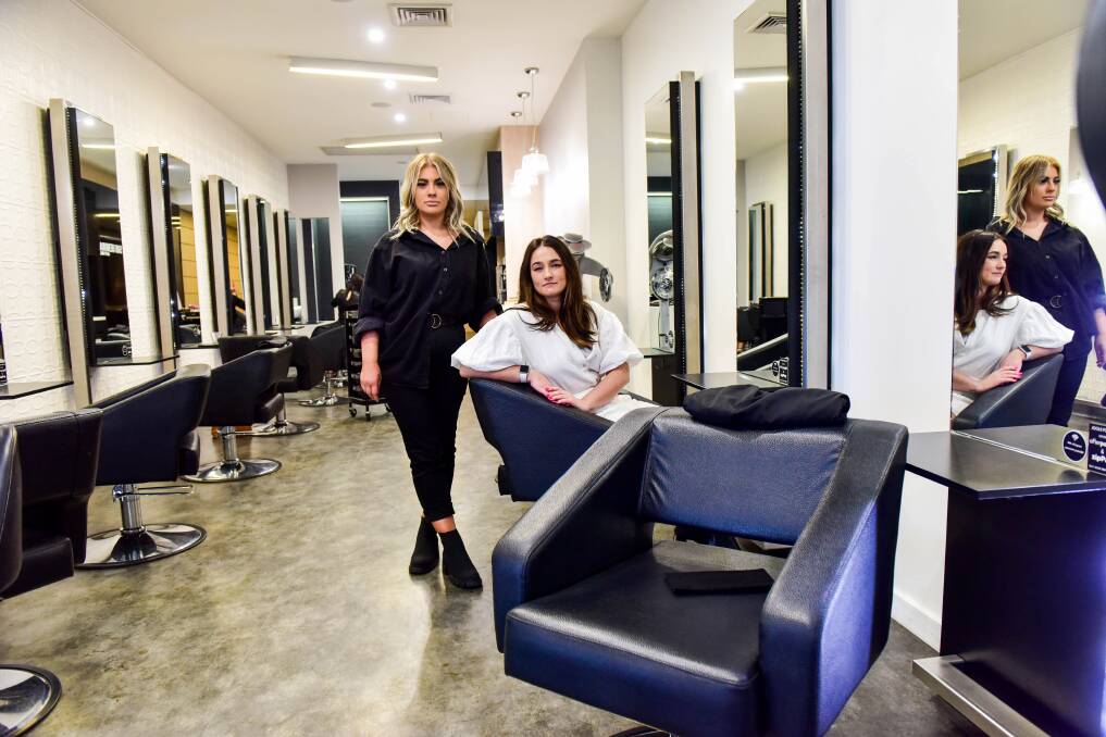 Jools for Jim hairdresser Aubree Mitchell and receptionist Sarah Harris. Picture: BRENDAN MCCARTHY 