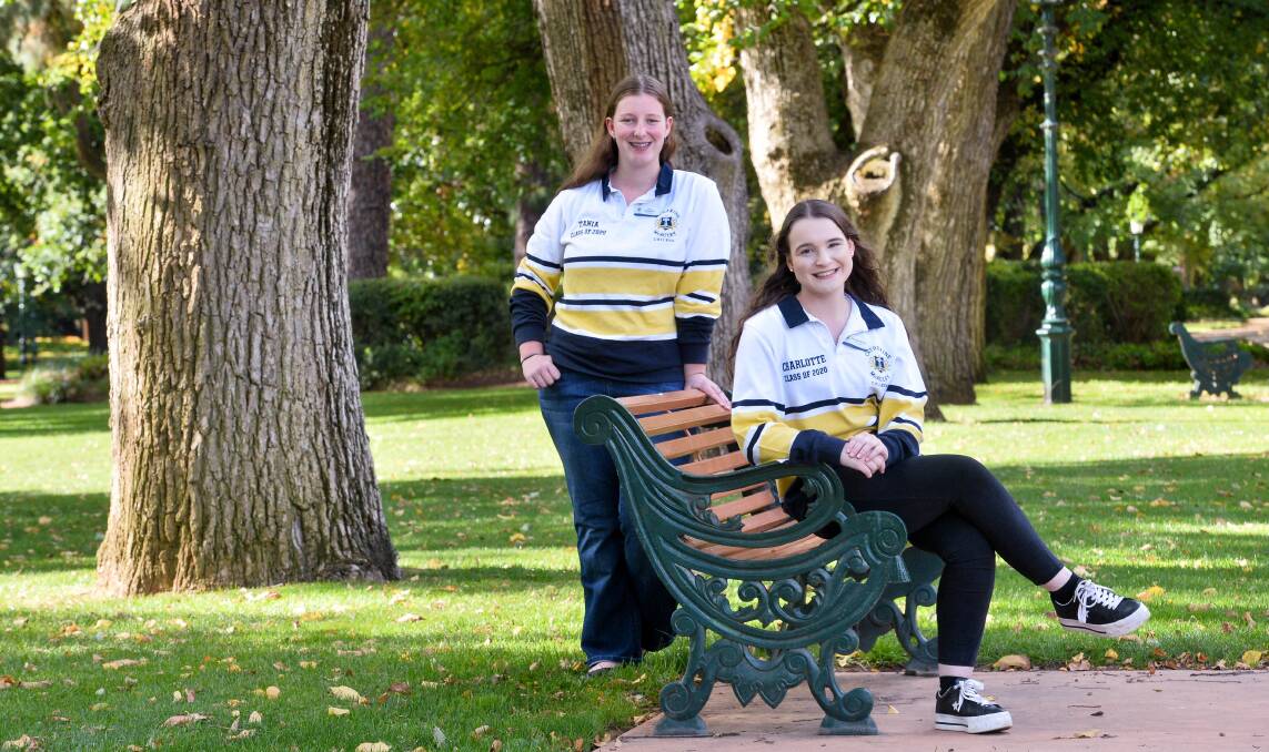 Catherine McAuley College students Tania Hutchinson and Charlotte Brook. Picture: BRENDAN MCCARTHY