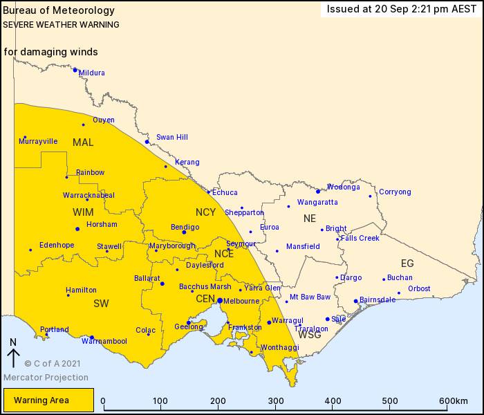 Severe weather warning issued for central Victoria