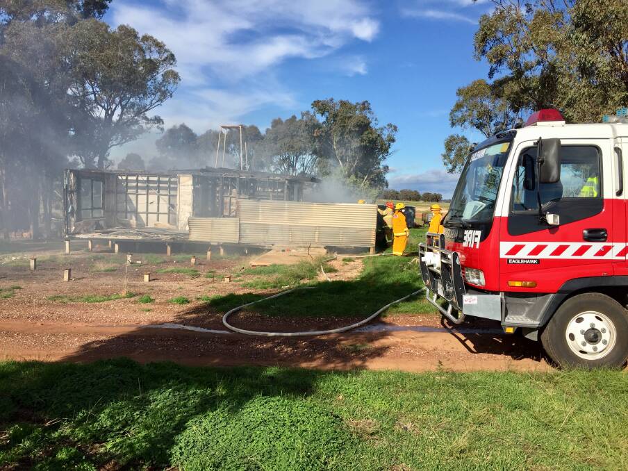 Shed fire in Raywood. Picture: BRENDAN MCCARTHY