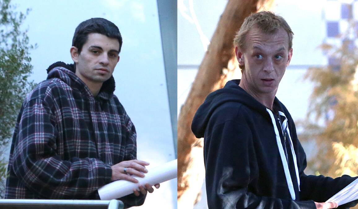GUILTY PLEA: Harley James Dix and Benjamin Keith Judge after being released from the Bendigo Police Station in March, 2019. 