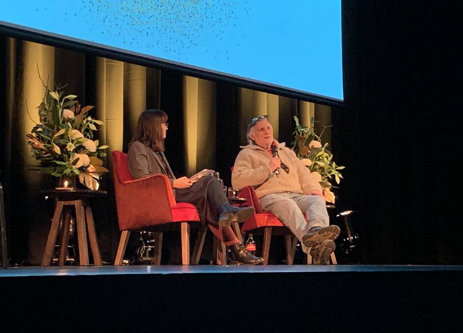 Author John Marsden speaking with Cecile Shanahan at the Bendigo Writers Festival. Picture: TARA COSOLETO